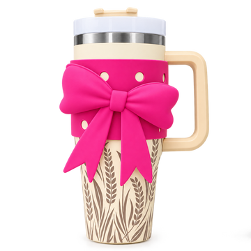 Elegant Bow Leaf Pattern Tumbler
